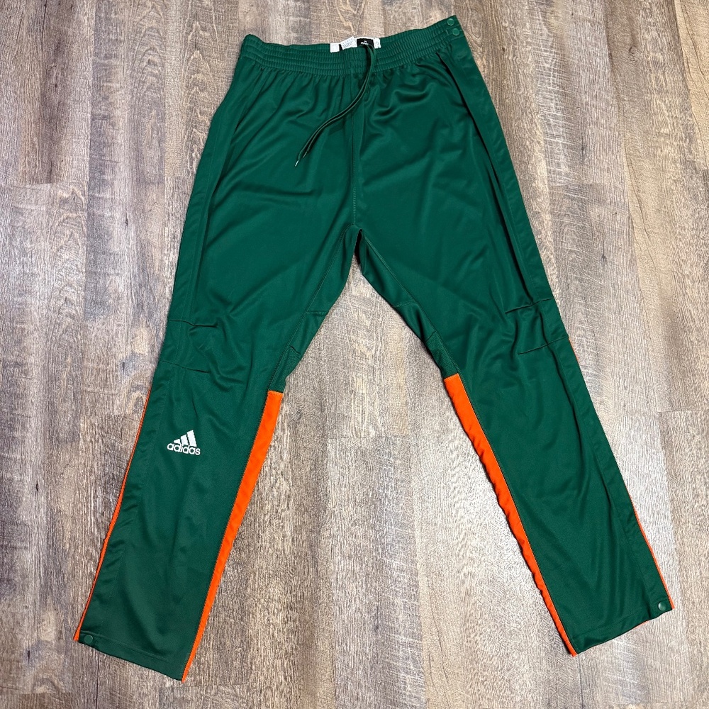 Miami Hurricanes Team-Issued Adidas Green and Orange Pants 2XL Snap Down NWOT